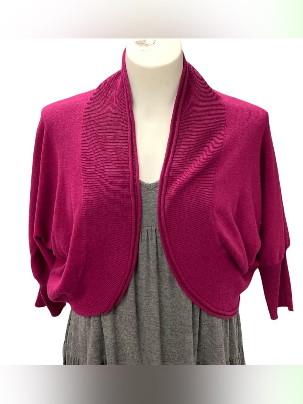DKNY Open-Front Shrug Cardigan in Fuchsia Size S